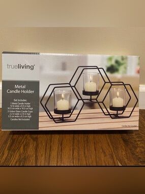 Black Metal Hexagon Candle Holder Set